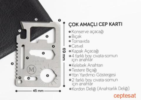 11 Fonksiyonlu Metal Survival kart - 1/4