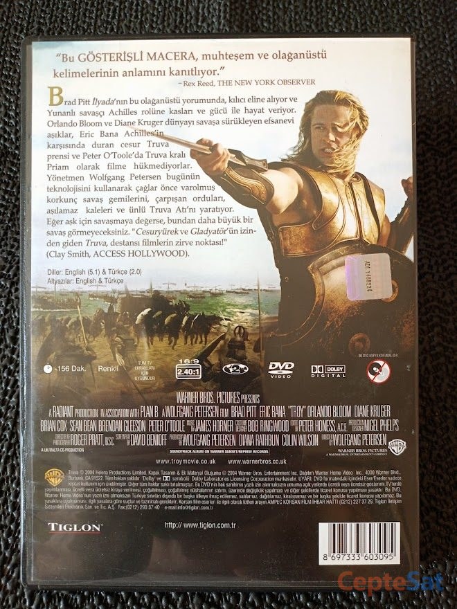 TROY - TRUVA - BRAD PITT - ERIC BANA - ORLANDO BLOOM DVD. - İstanbul Beşiktaş