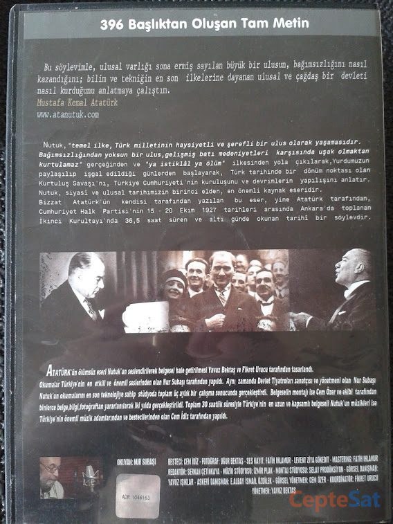 NUTUK, 396 BAŞLIKTAN OLUŞAN TAM METİN DVD SET. ( KİTAP HEDİYELİ ) - İstanbul Beşiktaş